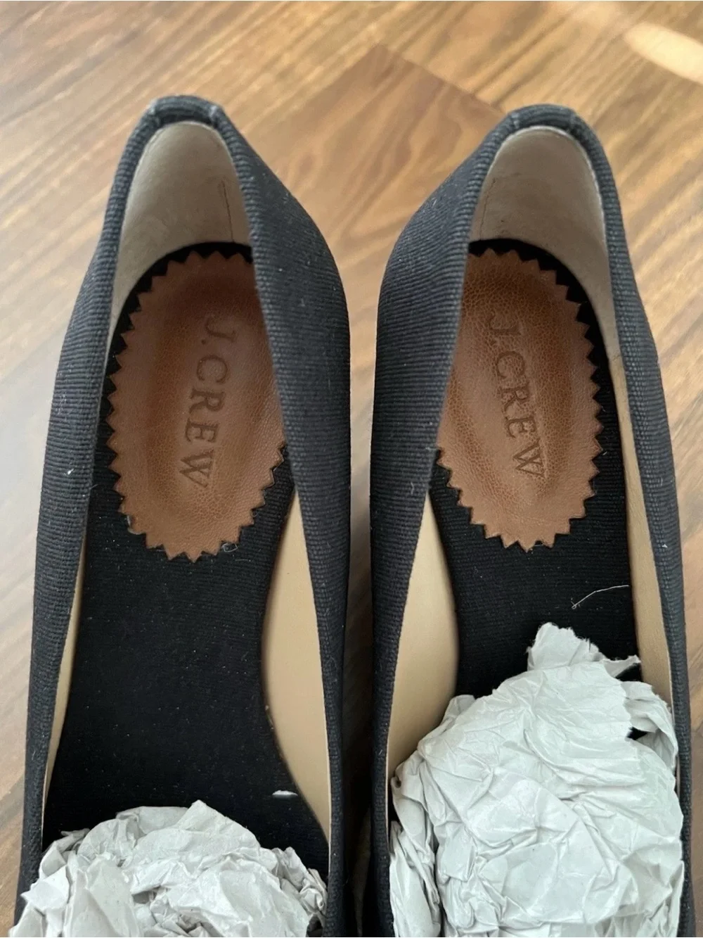 Pre-owned Excellent Condition J.crew Black Canvas Platform Espadrilles Sz 7